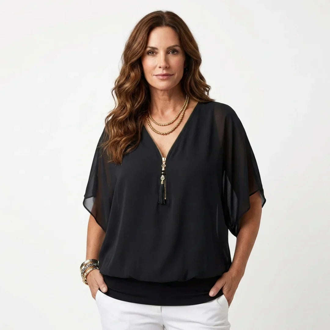 Sara Falivene™ Blusa in chiffon traspirante per uno stile senza sforzo