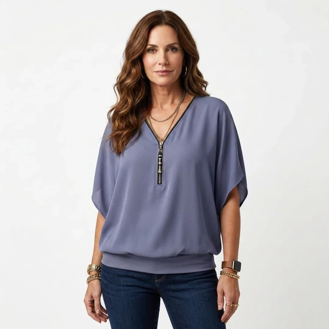 Sara Falivene™ Blusa in chiffon traspirante per uno stile senza sforzo
