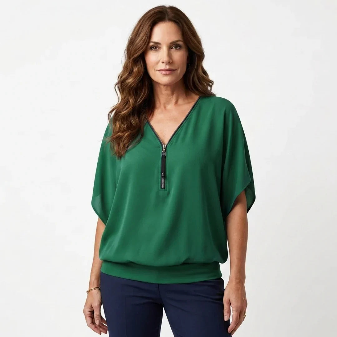Sara Falivene™ Blusa in chiffon traspirante per uno stile senza sforzo