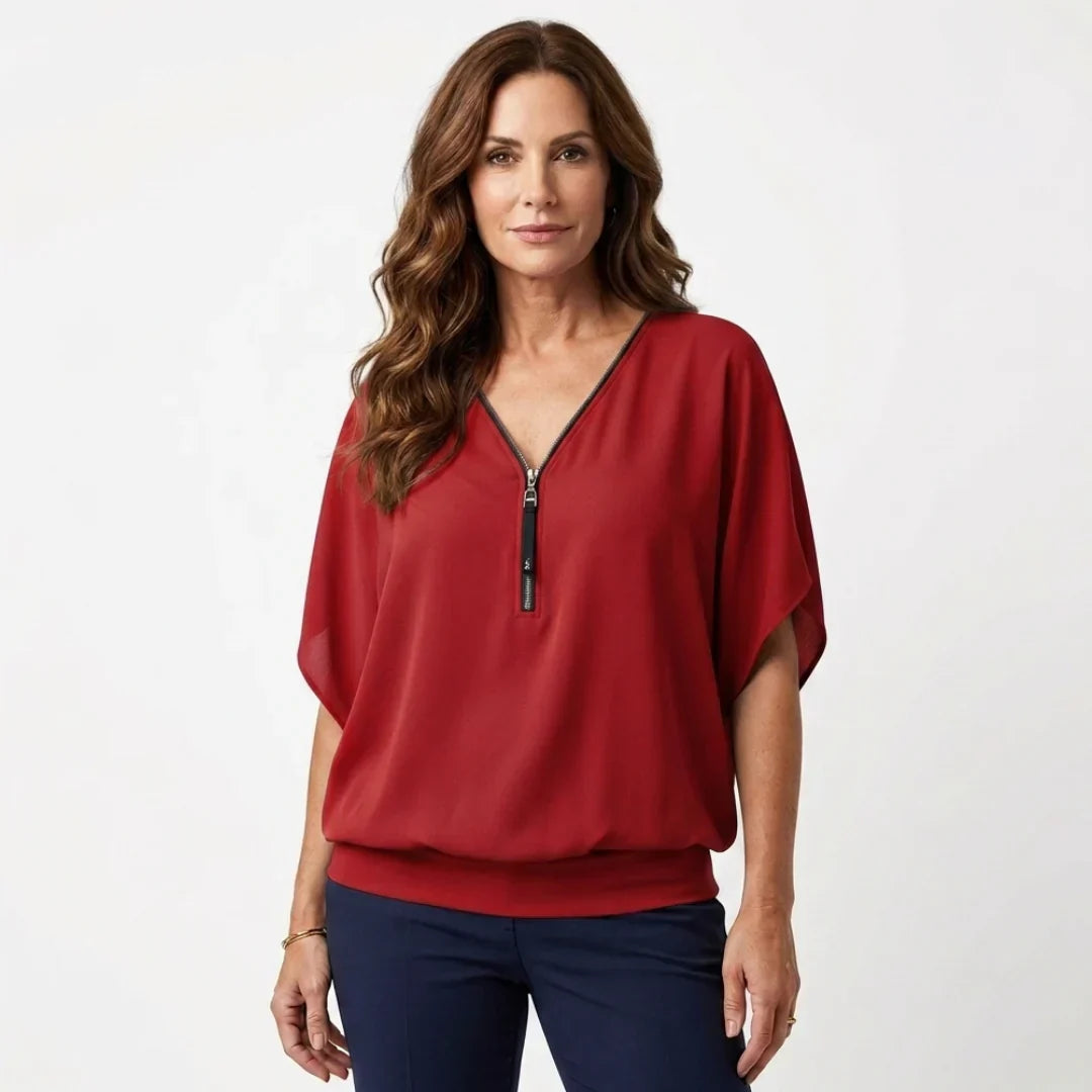 Sara Falivene™ Blusa in chiffon traspirante per uno stile senza sforzo