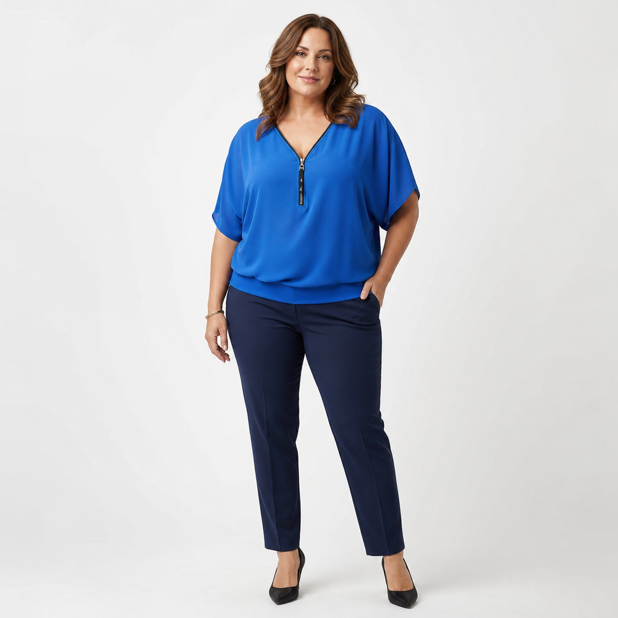 Sara Falivene™ Blusa in chiffon traspirante per uno stile senza sforzo