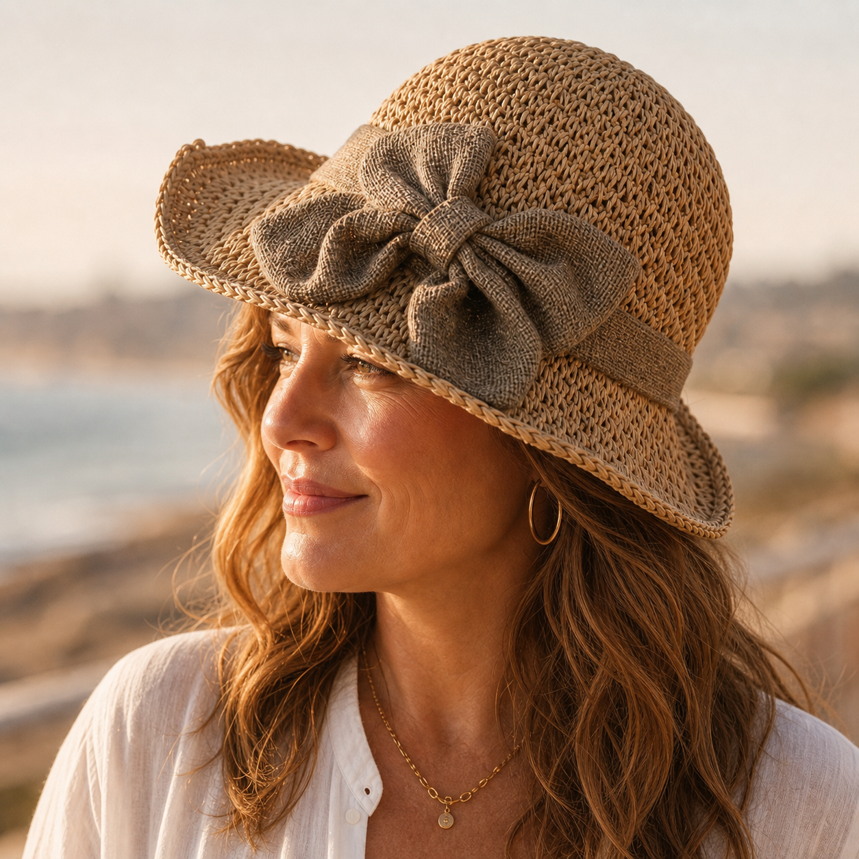Seraphina Dune™ Cappello di paglia intrecciata con fiocco