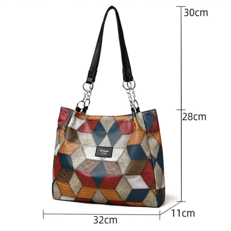 Seraphina Plus™ Tote patchwork elegante per lavoro e weekend