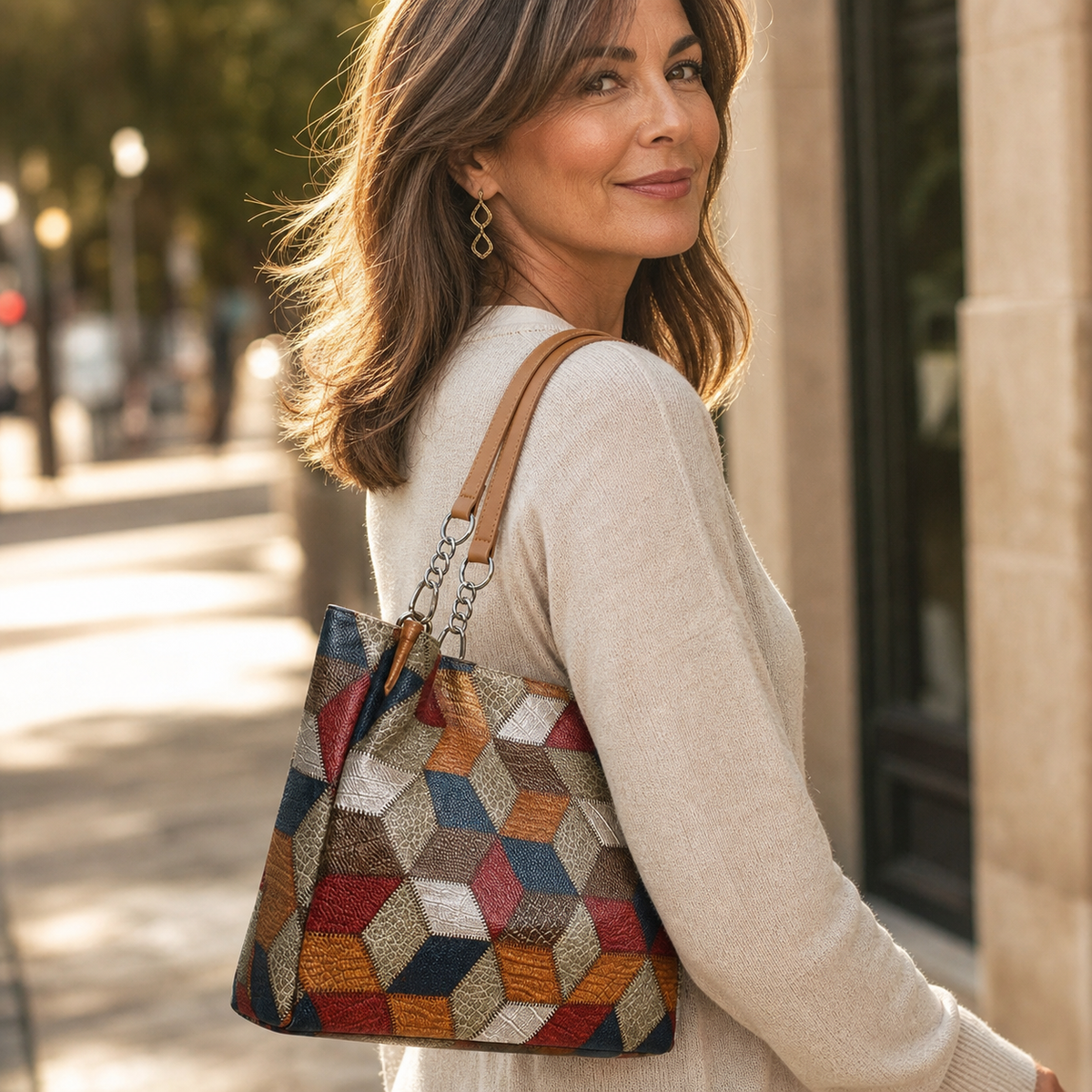 Seraphina Plus™ Tote patchwork elegante per lavoro e weekend