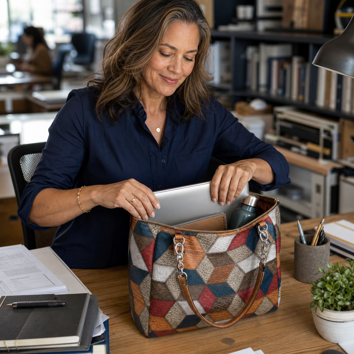 Seraphina Plus™ Tote patchwork elegante per lavoro e weekend