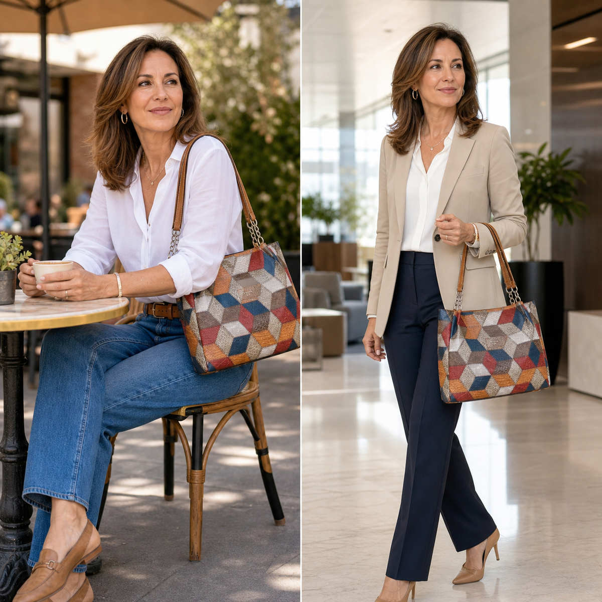 Seraphina Plus™ Tote patchwork elegante per lavoro e weekend