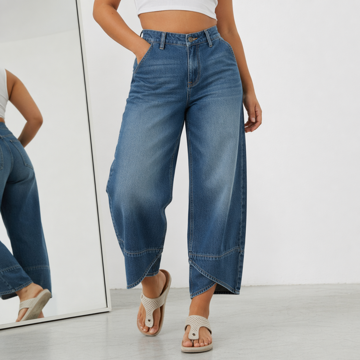 Serena Gallo™ Jeans a gamba larga con incrocio in vita