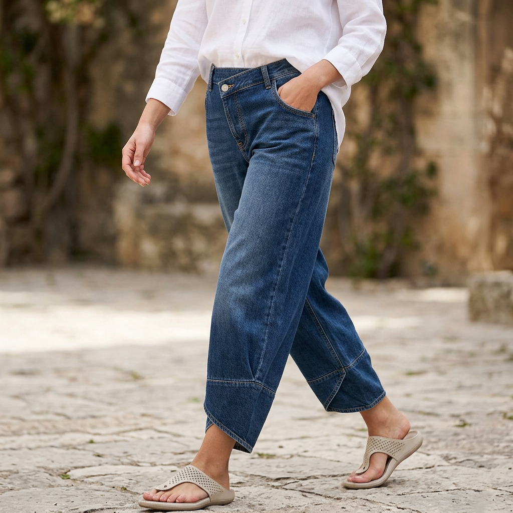 Serena Gallo™ Jeans a gamba larga con incrocio in vita