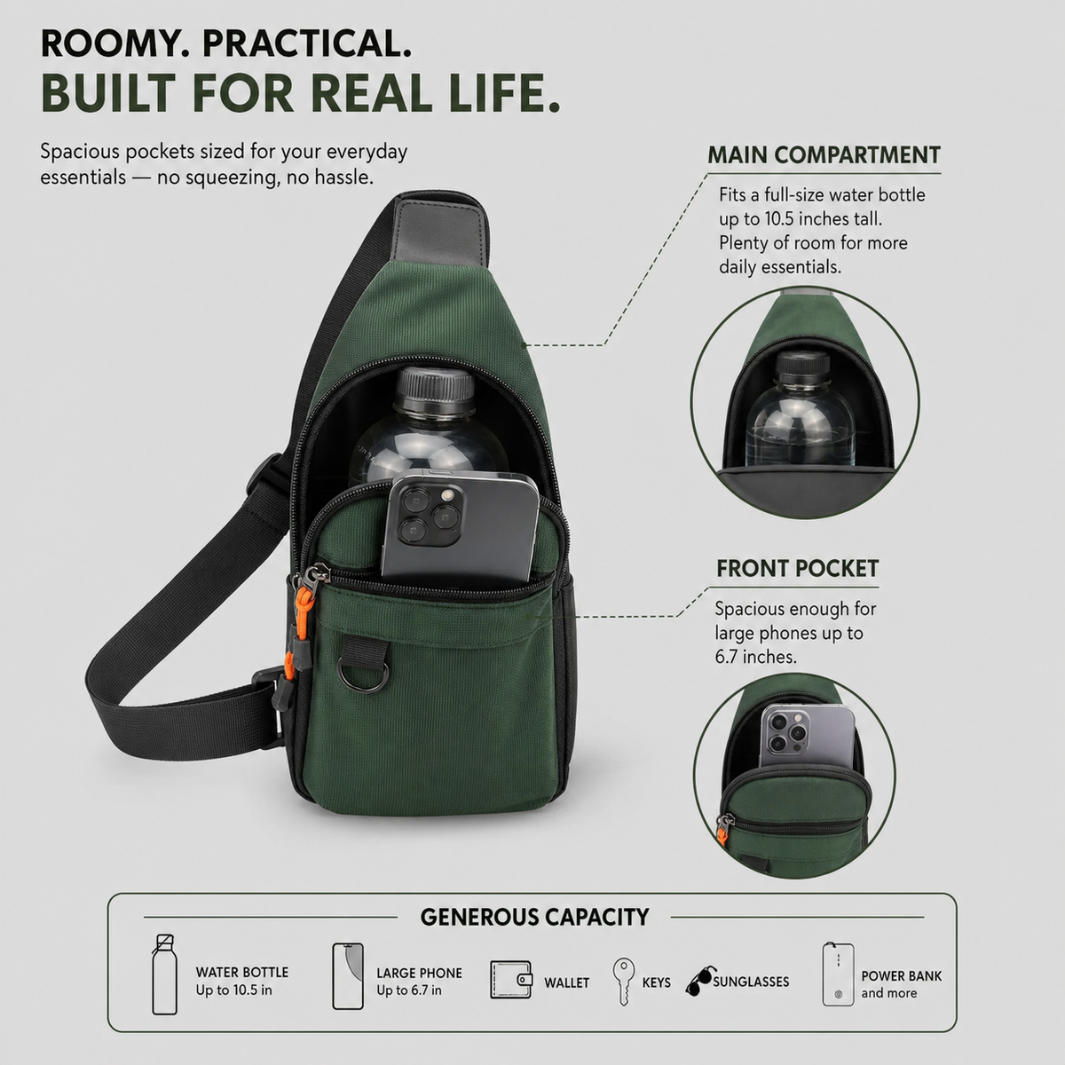 SlingGuard™ Tracolla a tasche multiple per i tuoi essenziali in movimento