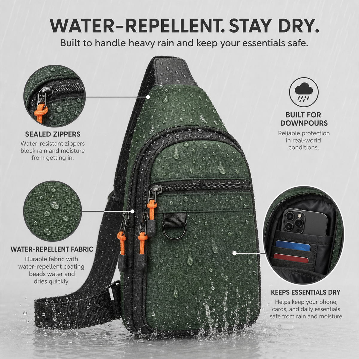 SlingGuard™ Tracolla a tasche multiple per i tuoi essenziali in movimento
