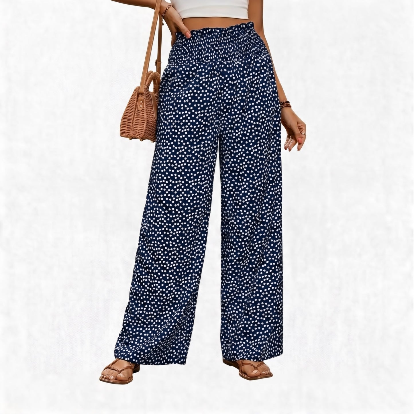 Stella Pellegrini™ Pantaloni a gamba larga con elastico arricciato senza sforzo