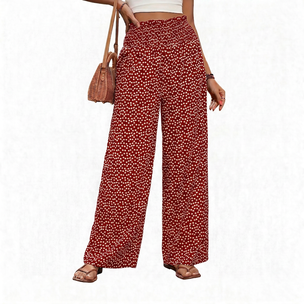 Stella Pellegrini™ Pantaloni a gamba larga con elastico arricciato senza sforzo