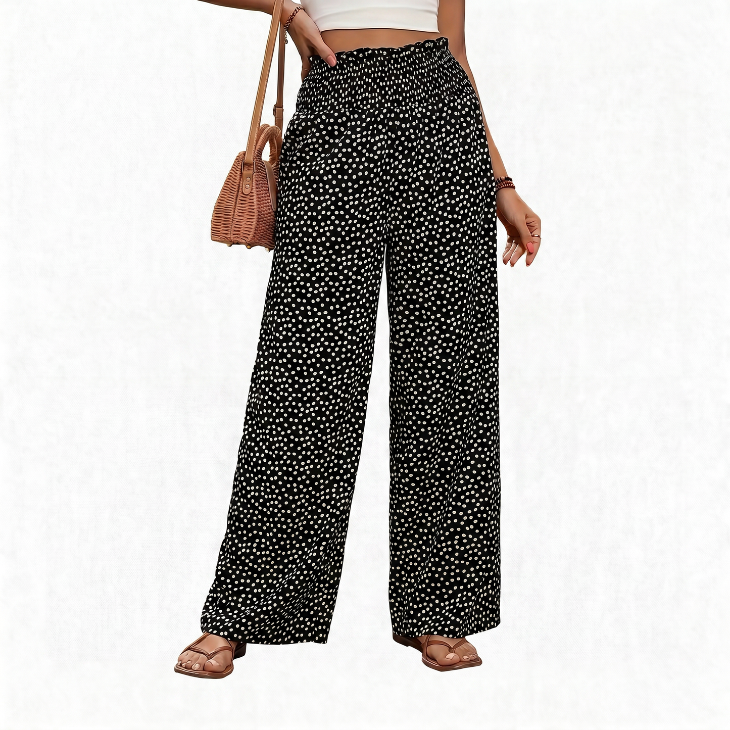 Stella Pellegrini™ Pantaloni a gamba larga con elastico arricciato senza sforzo