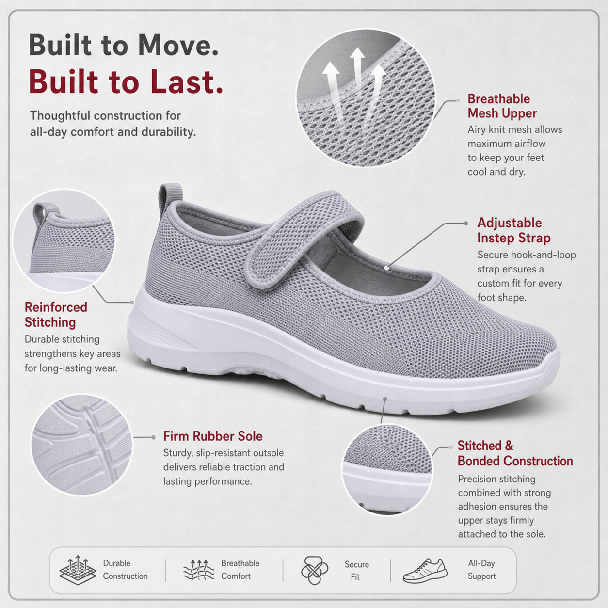 StrideFit Pro™ Sneakers da passeggio ammortizzate con cinturino regolabile