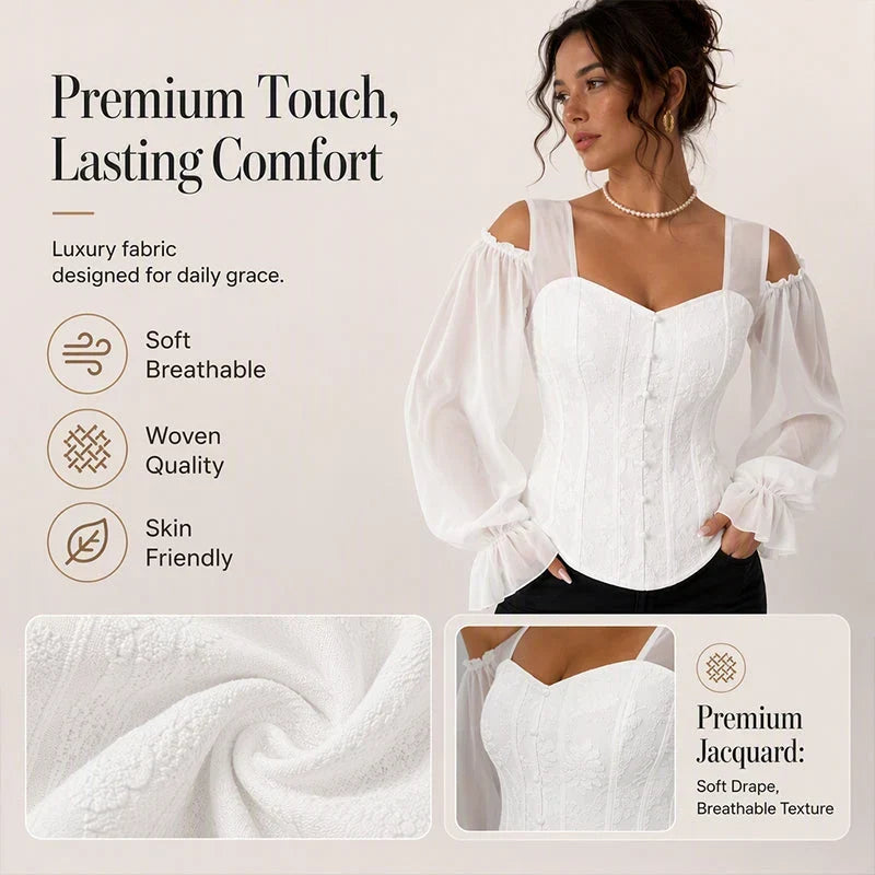 Tania Argento™ Top corsetto jacquard elegante per una vita in forma