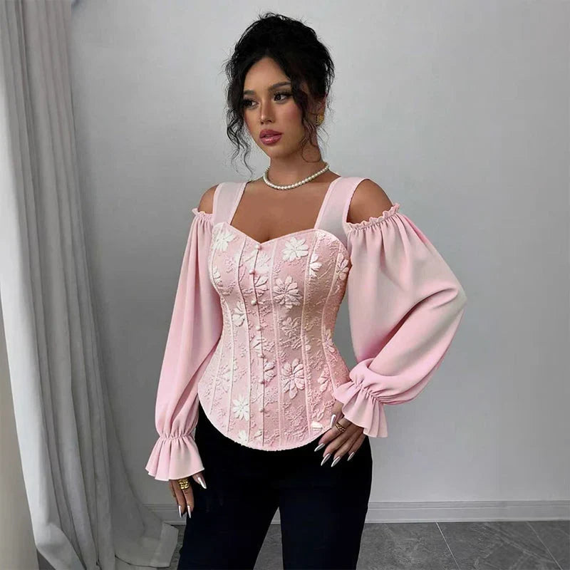 Tania Argento™ Top corsetto jacquard elegante per una vita in forma