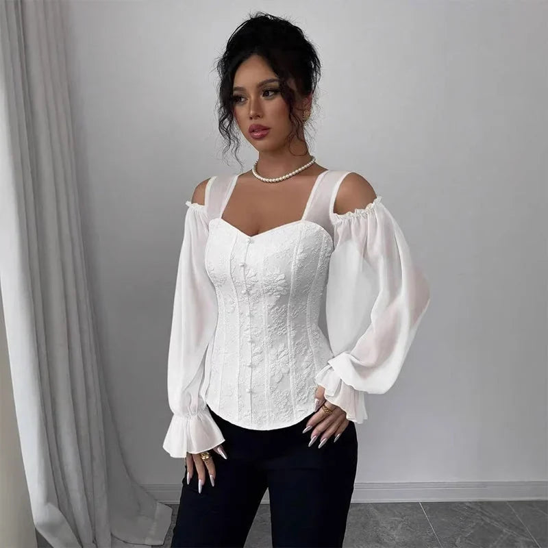 Tania Argento™ Top corsetto jacquard elegante per una vita in forma