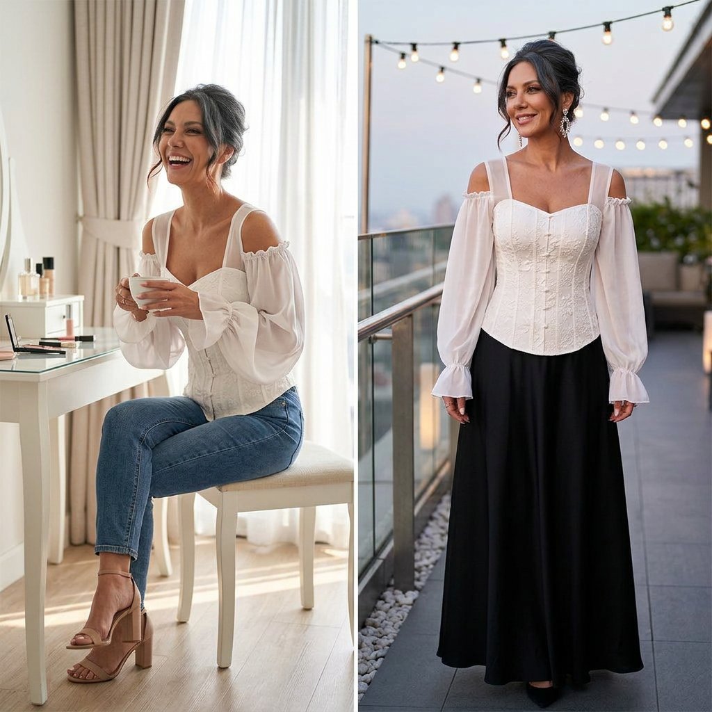 Tania Argento™ Top corsetto jacquard elegante per una vita in forma