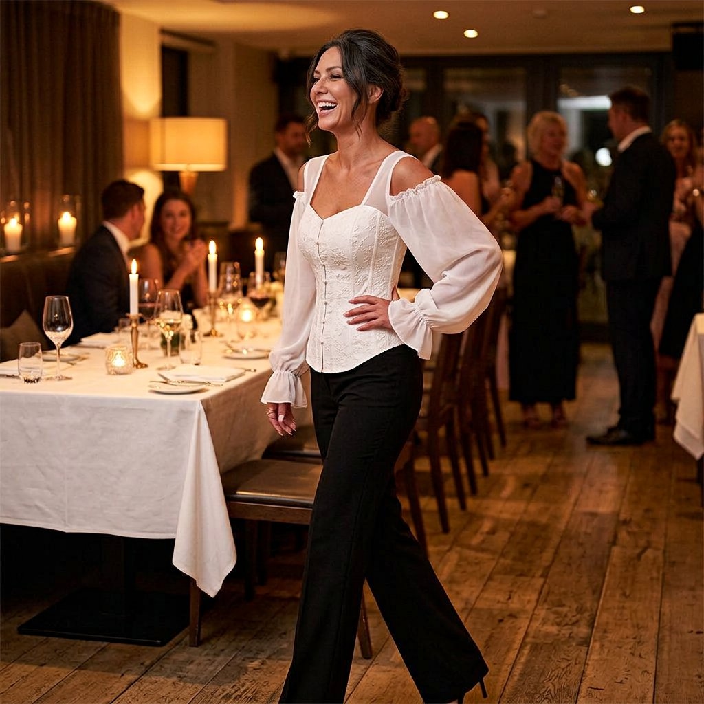 Tania Argento™ Top corsetto jacquard elegante per una vita in forma