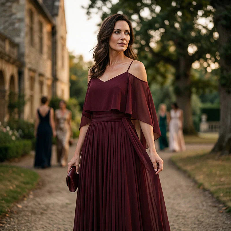 Tania Persico™ Maxi dress elegante con spalle scoperte per curve generose