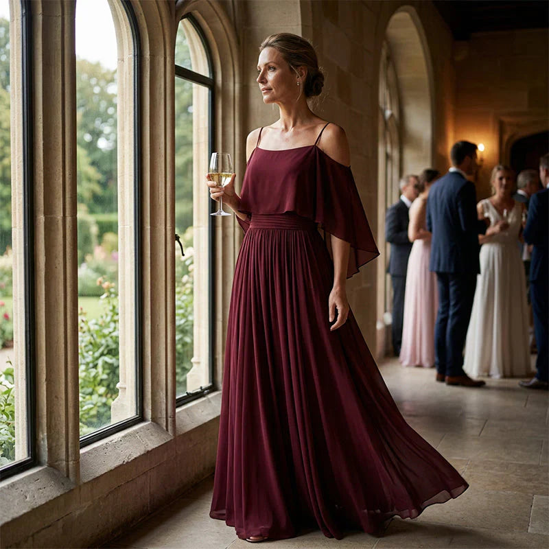 Tania Persico™ Maxi dress elegante con spalle scoperte per curve generose