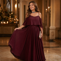 Tania Persico™ Maxi dress elegante con spalle scoperte per curve generose