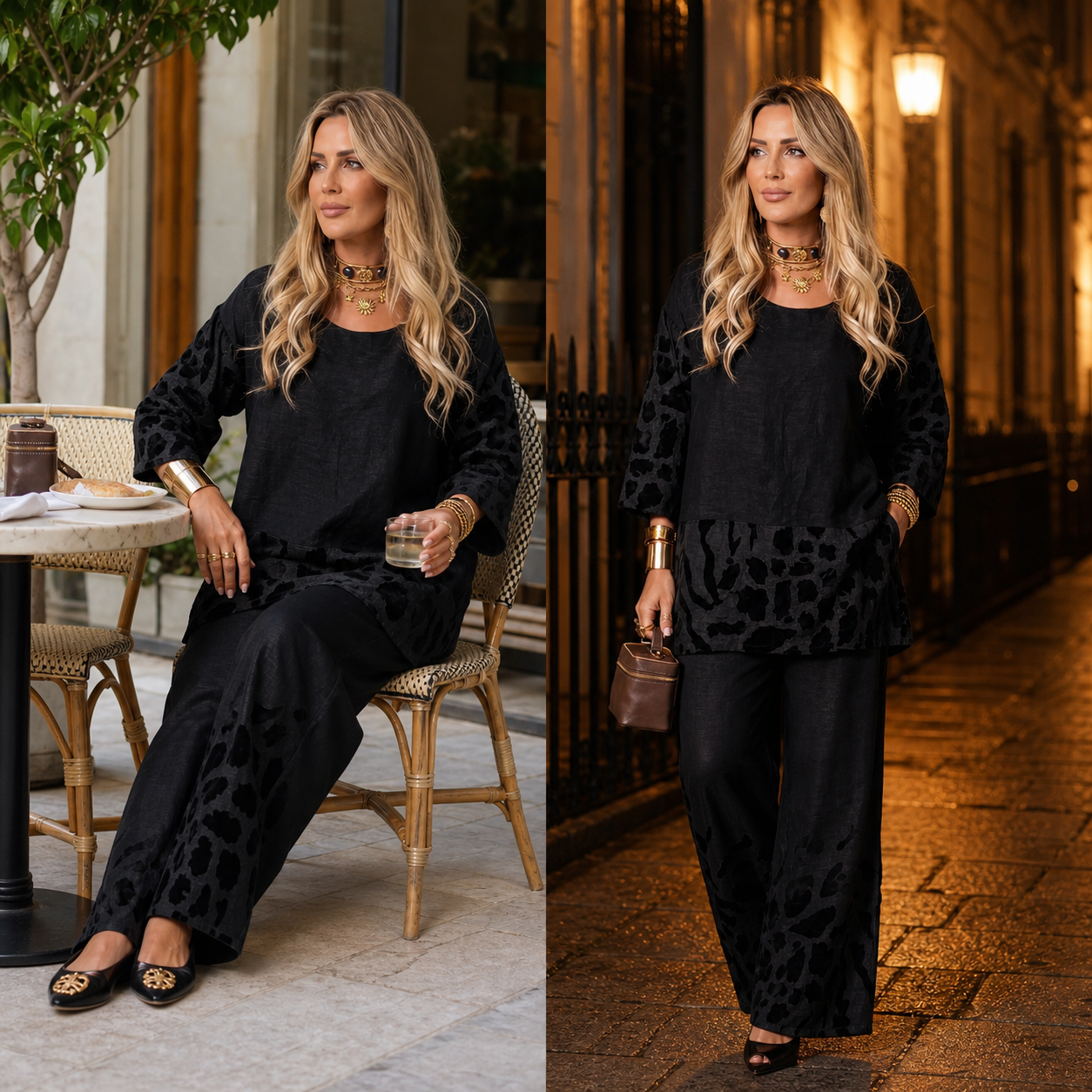 Tania Vassalli™ Completo elegante leopardato per occasioni speciali