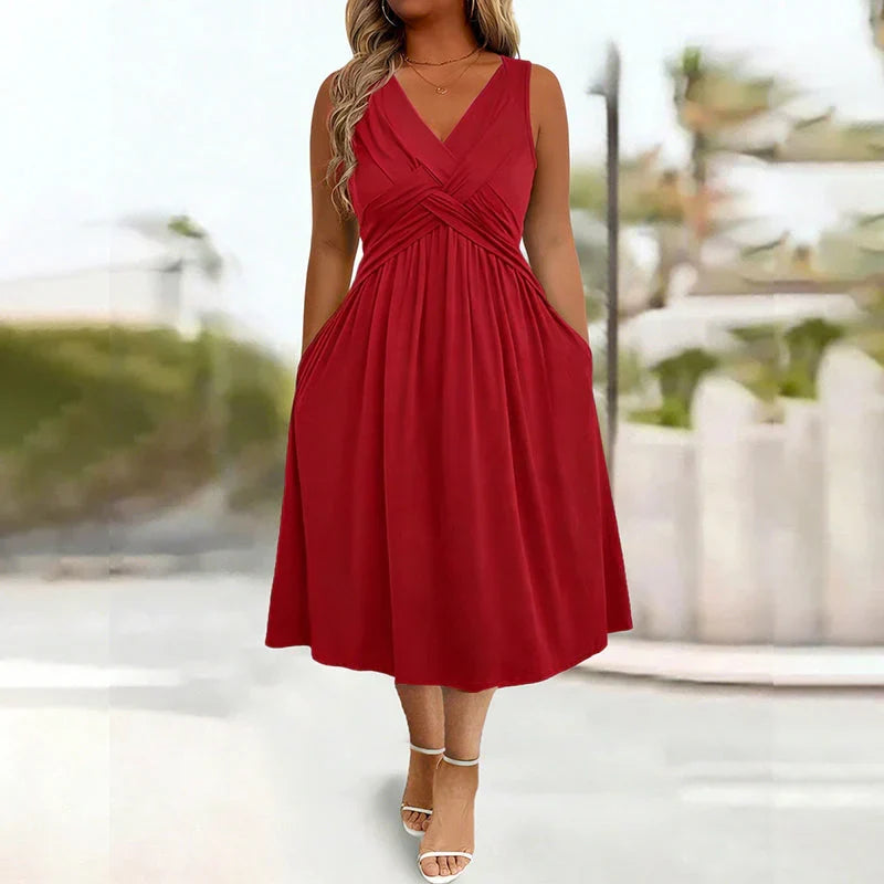 Tecla Tedeschi™ Abito smanicato che valorizza la figura per un'eleganza senza sforzo