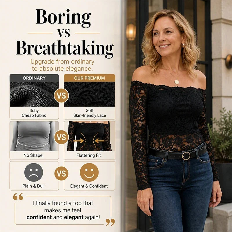 Teodora Bevilacqua™ Blusa in pizzo off-shoulder per uno stile femminile senza sforzo