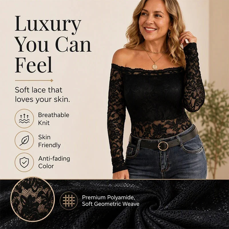 Teodora Bevilacqua™ Blusa in pizzo off-shoulder per uno stile femminile senza sforzo