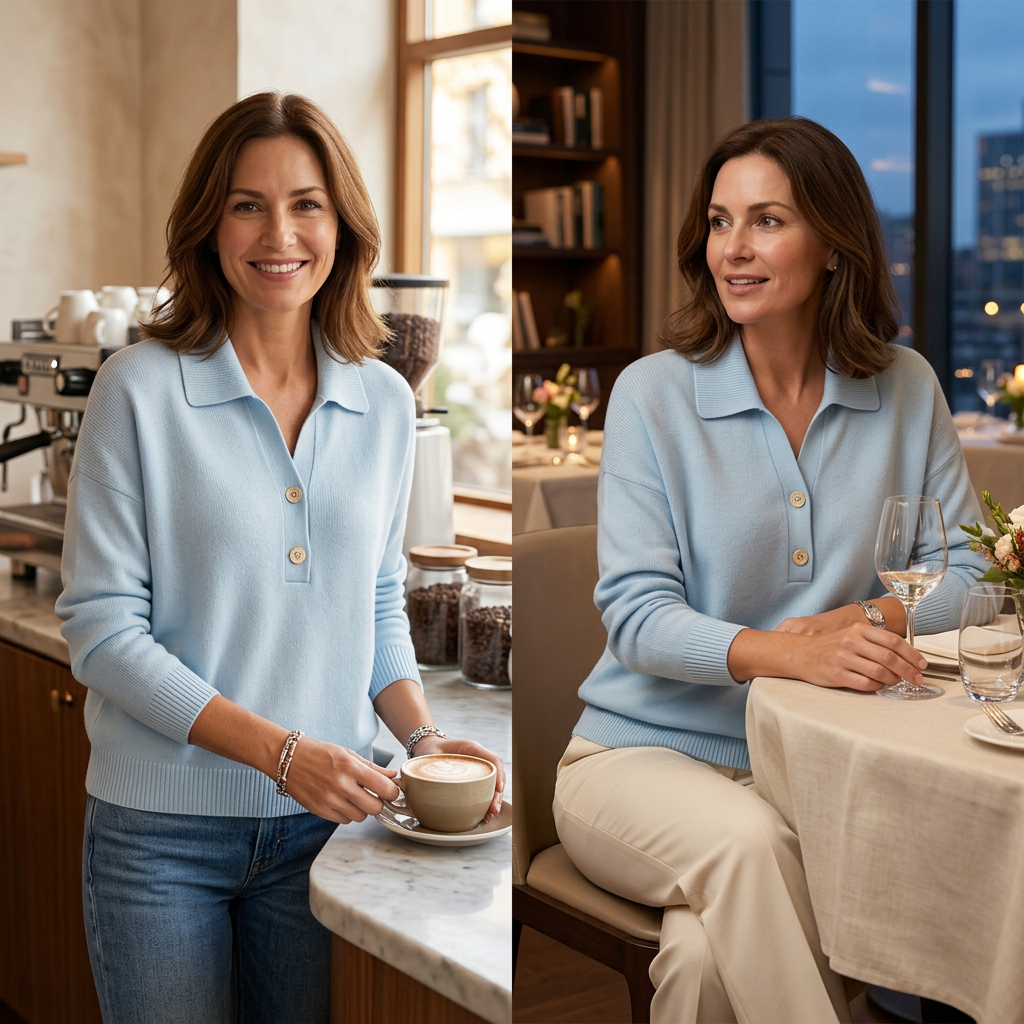 Teodora Bolzano™ Pullover versatile con colletto a V a intaglio