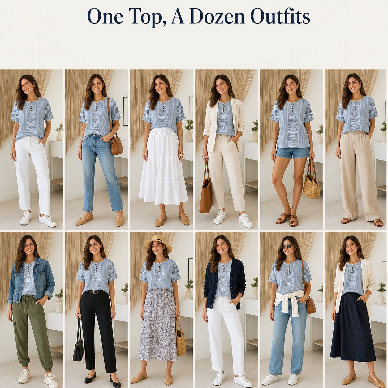 Teodora Filippelli™ Blusa henley a righe per look senza sforzo