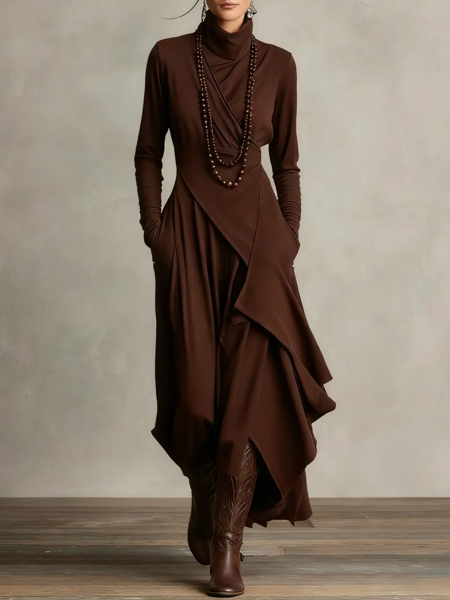 Teodora Solinas™ Abito elegante a collo alto per il massimo comfort tutto il giorno