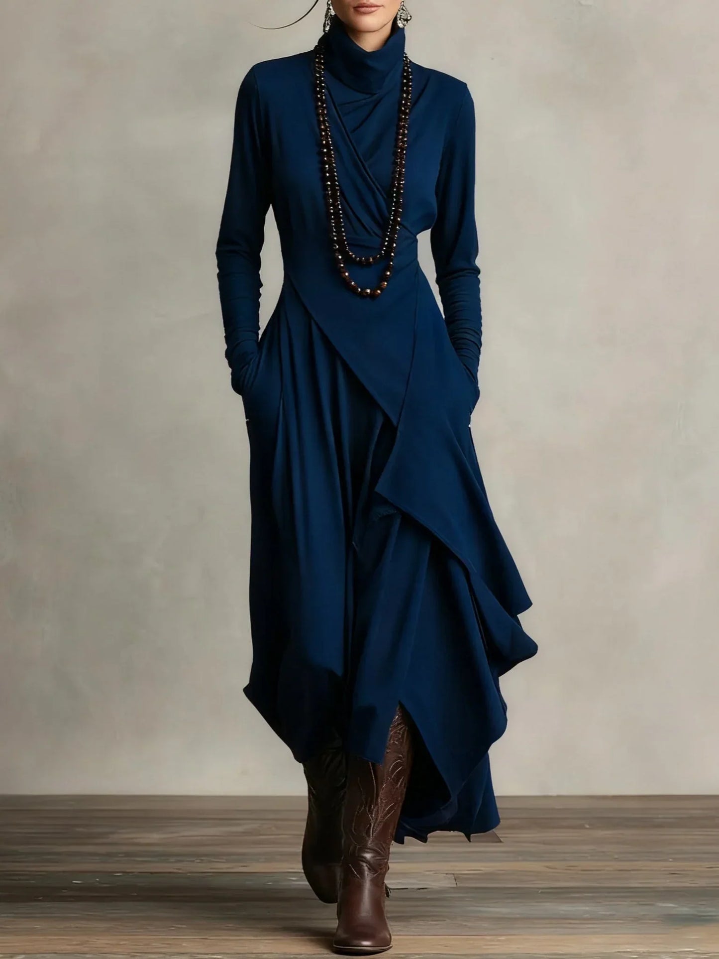 Teodora Solinas™ Abito elegante a collo alto per il massimo comfort tutto il giorno
