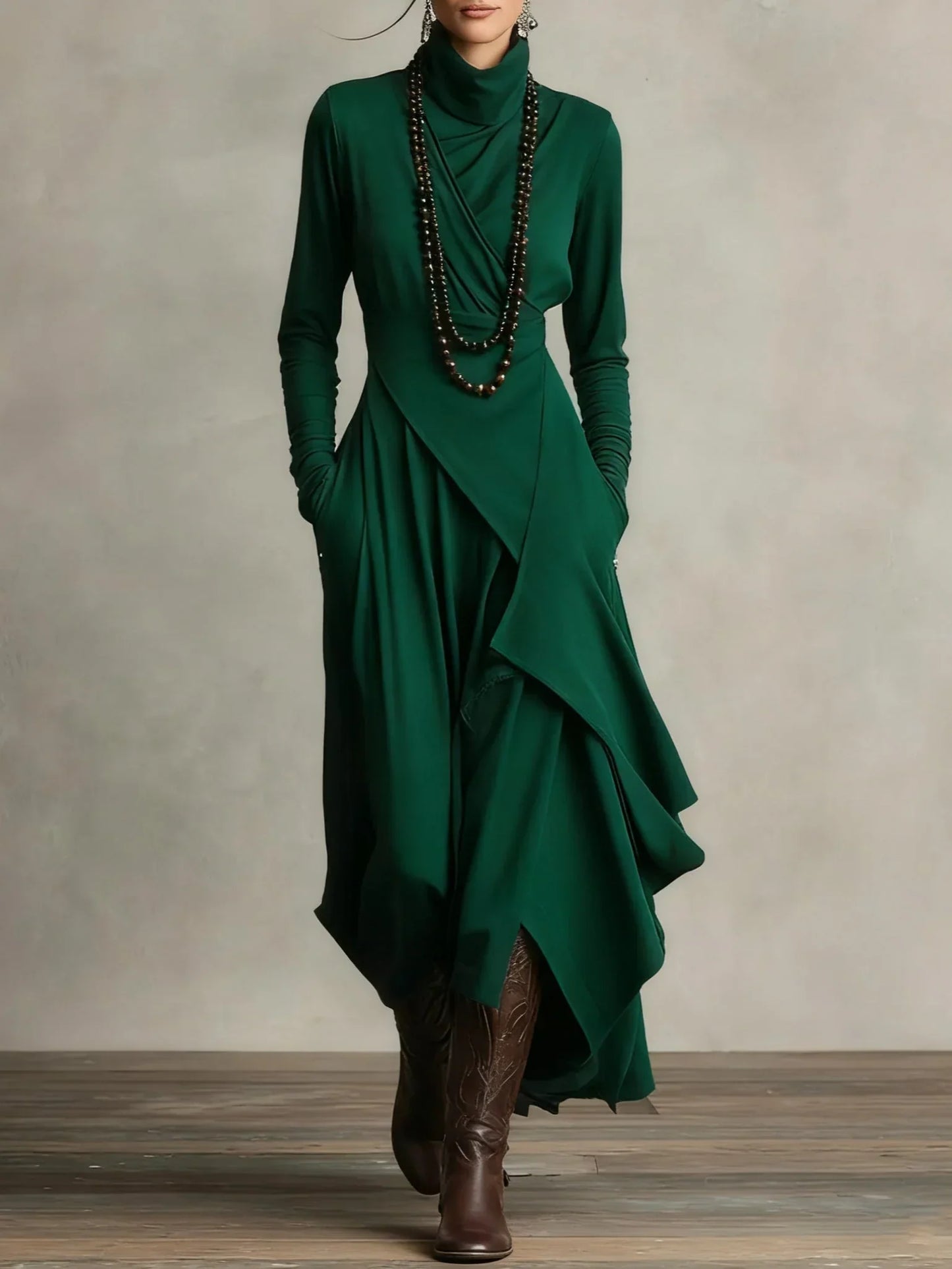 Teodora Solinas™ Abito elegante a collo alto per il massimo comfort tutto il giorno