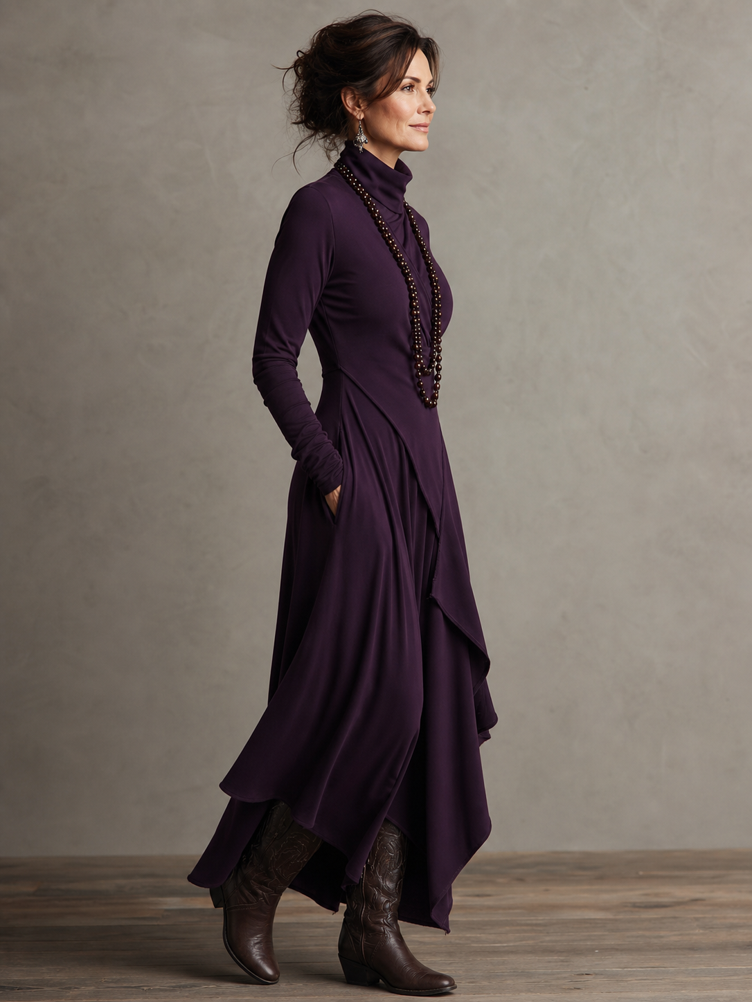 Teodora Solinas™ Abito elegante a collo alto per il massimo comfort tutto il giorno