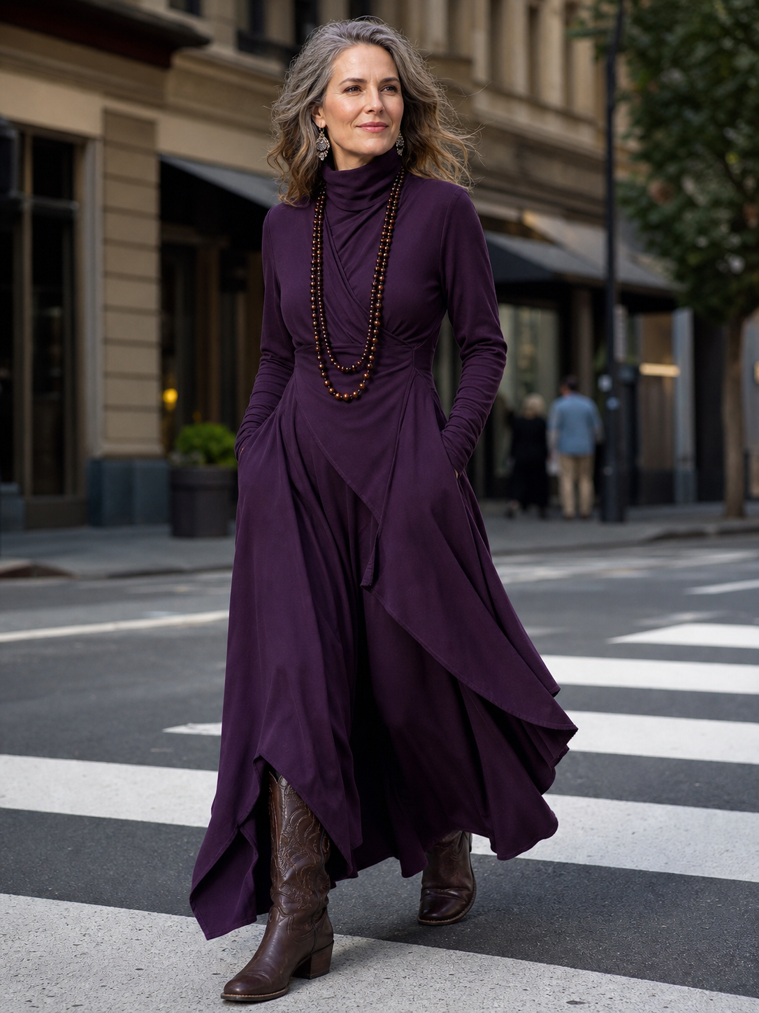 Teodora Solinas™ Abito elegante a collo alto per il massimo comfort tutto il giorno