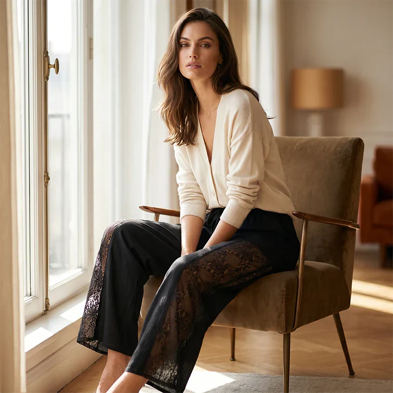 Tiziana Tosi™ Pantaloni in pizzo eleganti per il comfort di ogni giorno