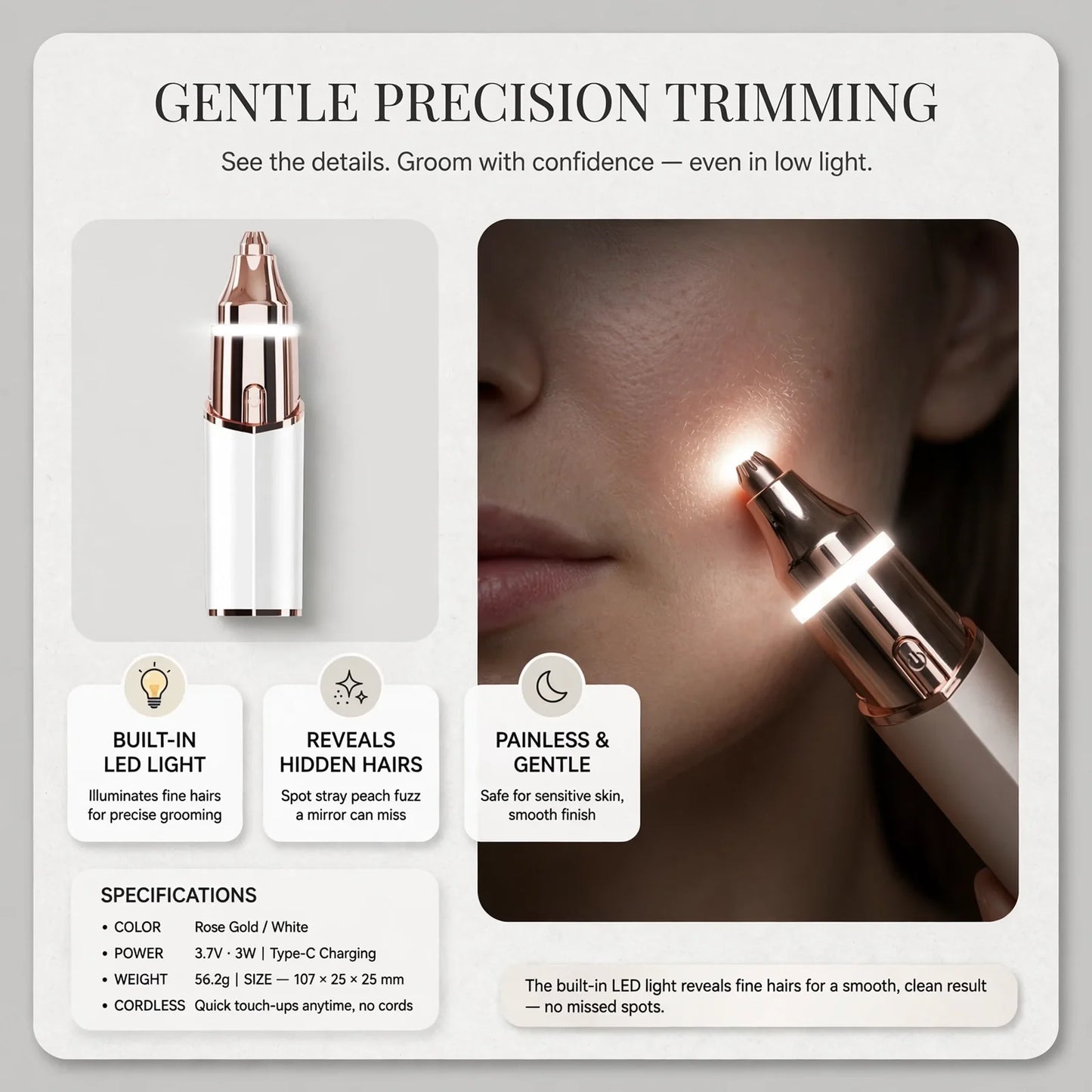 The Trimly Stick™ Regolabarba viso delicato per una pelle liscia