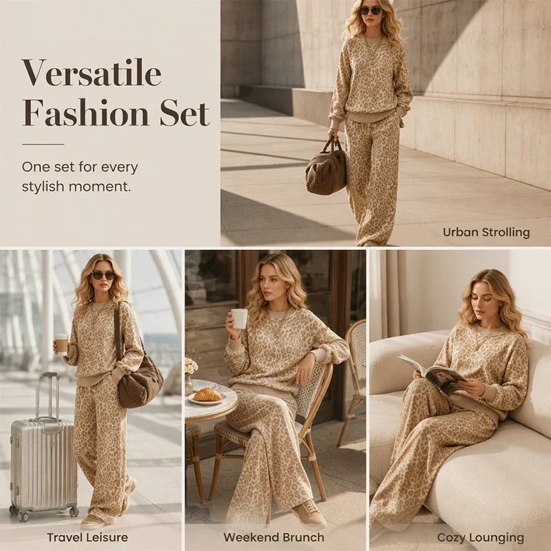 Ugolina Astolfi™ Coordinato felpa e pantaloni leopardati per uno stile senza sforzo