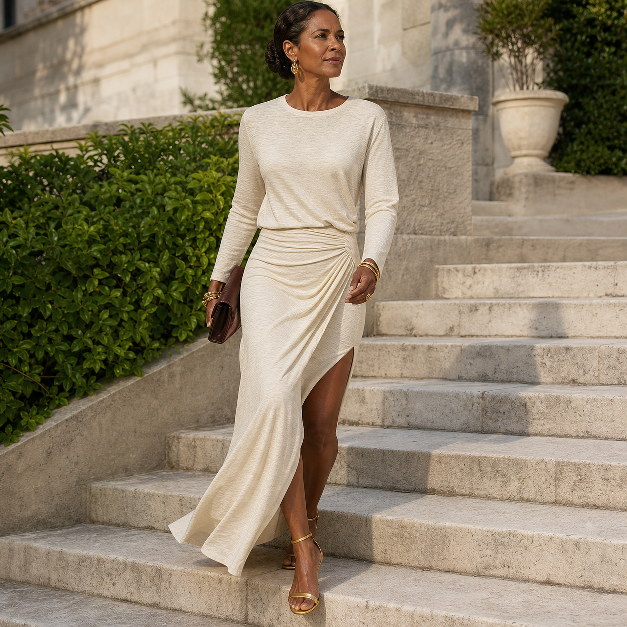 Ugolina Avellino™ Abito maxi drappeggiato elegante per silhouette slanciata