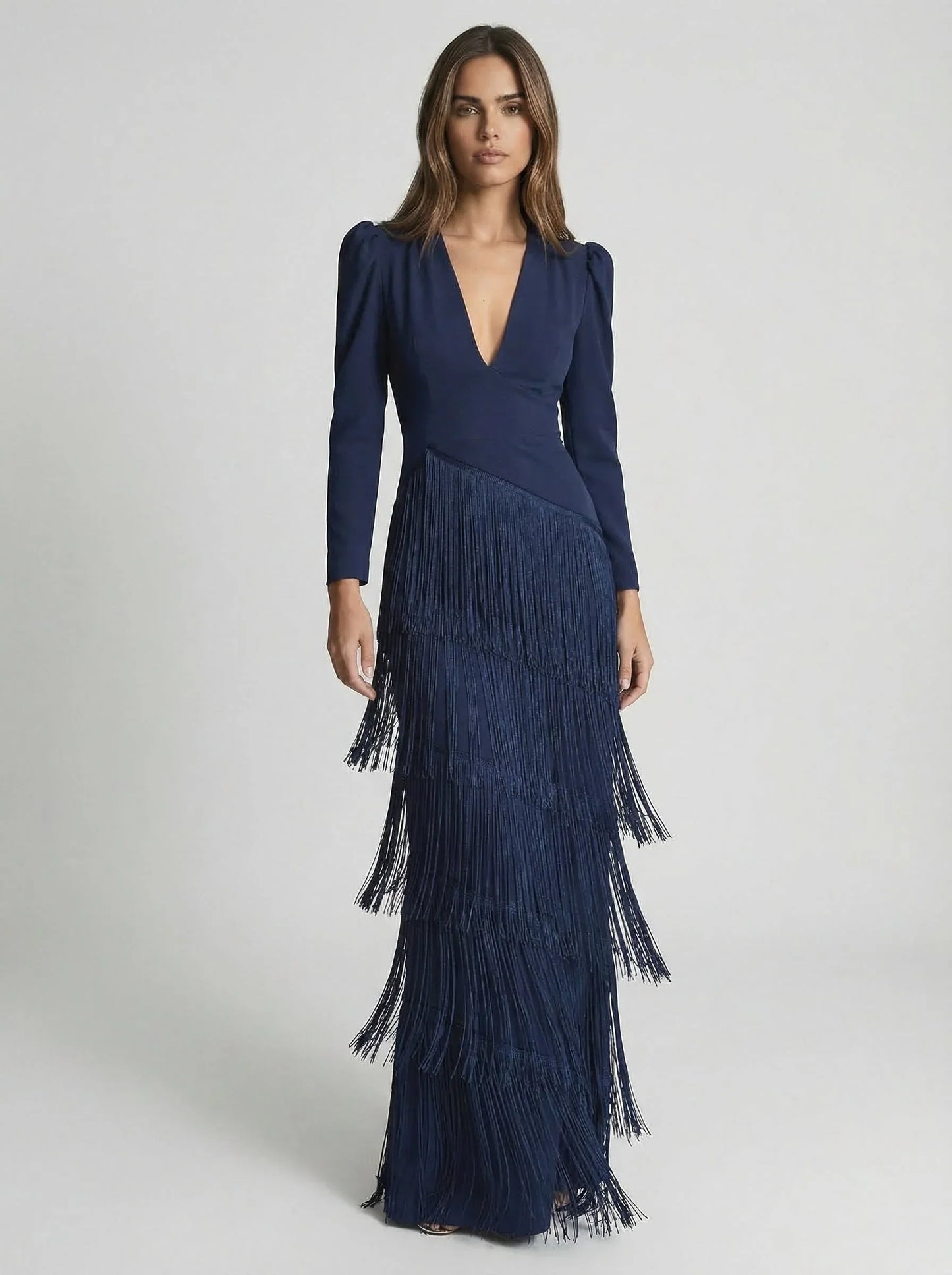 Ursola Abbondanza™ Abito midi con frange elegante per occasioni speciali
