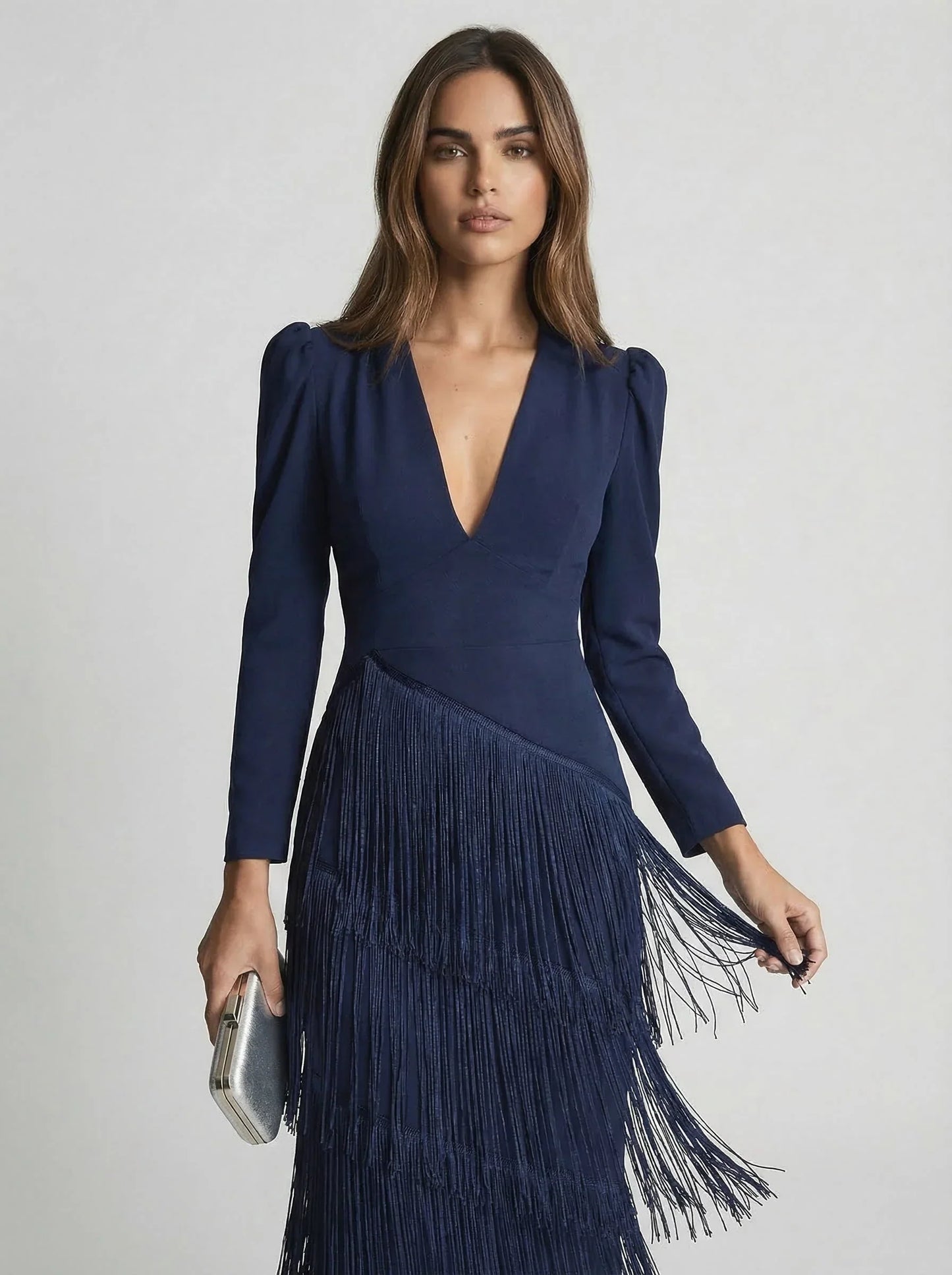 Ursola Abbondanza™ Abito midi con frange elegante per occasioni speciali