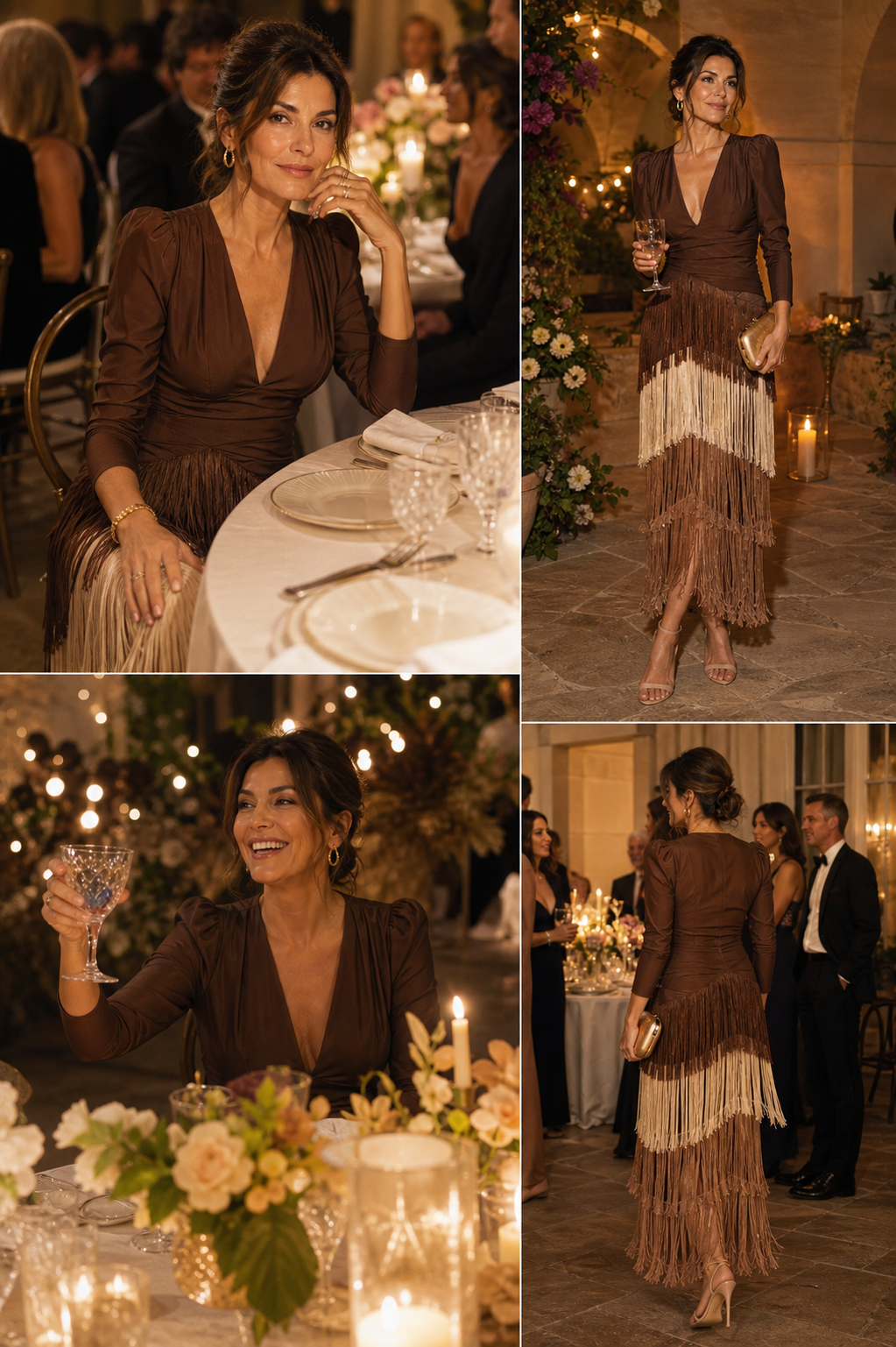 Ursola Abbondanza™ Abito midi con frange elegante per occasioni speciali