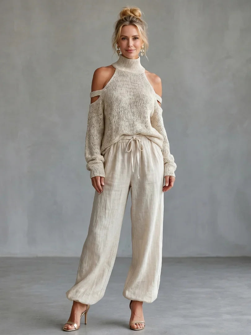 Valentina Baccelli™ Maglione off-shoulder con cut-out per uno stile senza sforzo