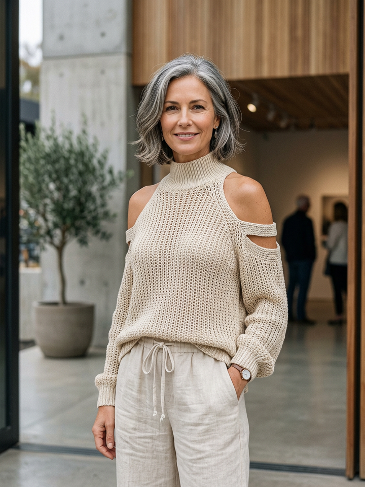 Valentina Baccelli™ Maglione off-shoulder con cut-out per uno stile senza sforzo