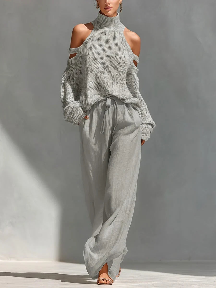 Valentina Baccelli™ Maglione off-shoulder con cut-out per uno stile senza sforzo