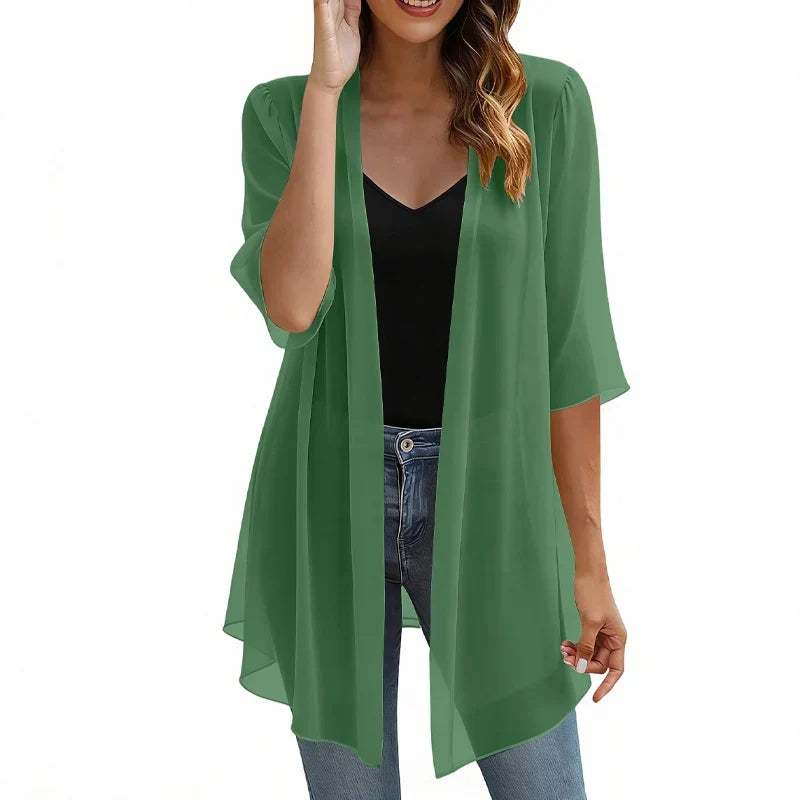 Valentina Balducci™ Cardigan aperto frontale in garza leggerissima