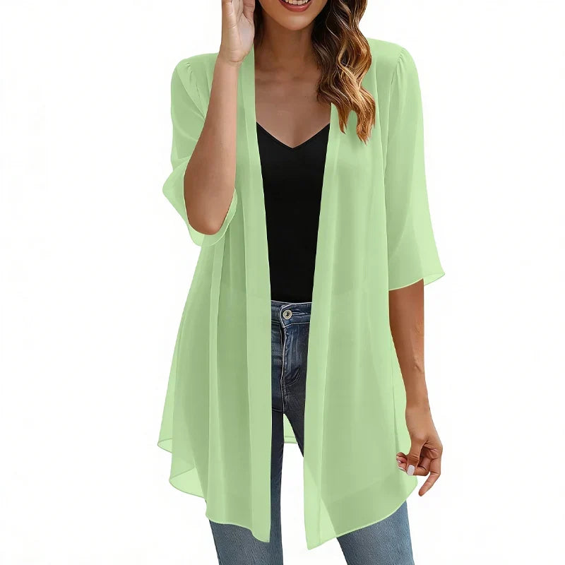 Valentina Balducci™ Cardigan aperto frontale in garza leggerissima