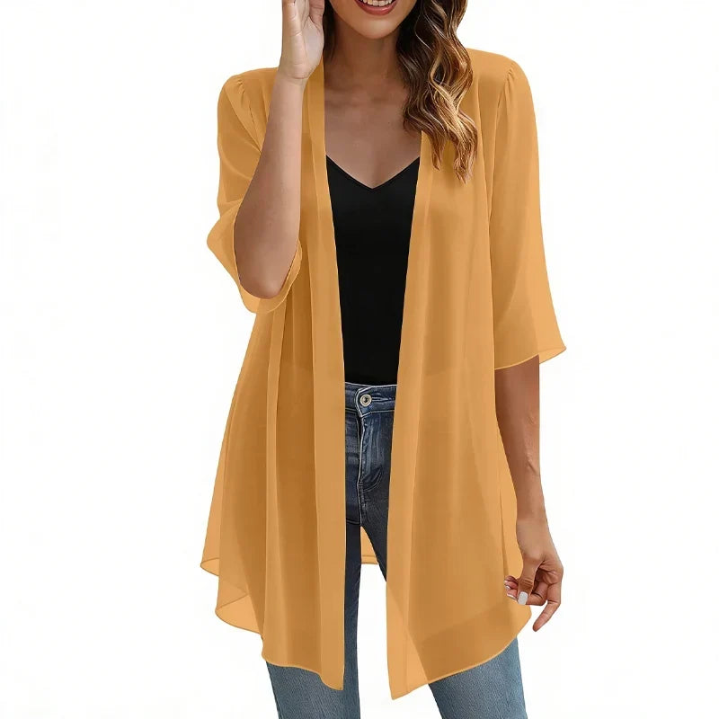 Valentina Balducci™ Cardigan aperto frontale in garza leggerissima